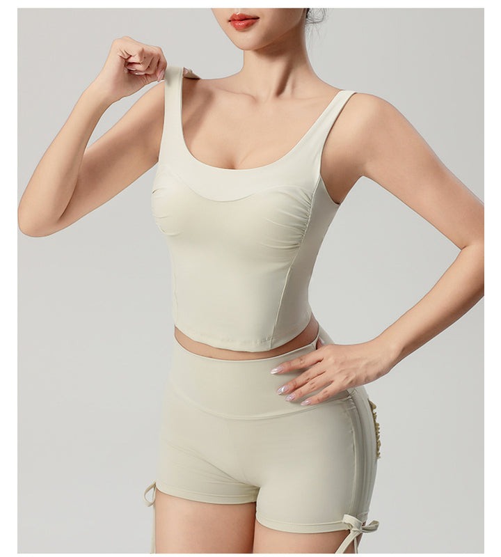 Dame Sporty Talje-og-Shorts-Sæt med justerbare Sidesnøringer og åndbart Materiale Stilla
