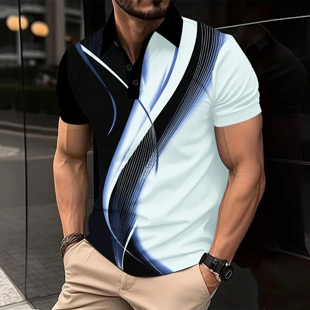 Herrer Poloshirt med moderne grafikdesign Stilla