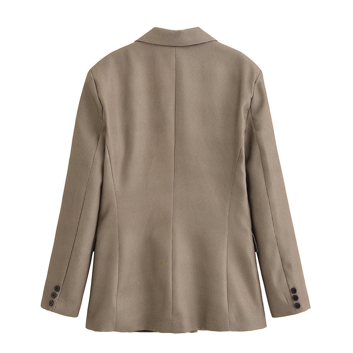 Femme skræddersyet houndstooth mønster blazer Stilla