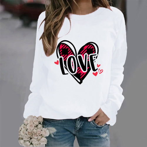 Kvinders sweatshirt med kreativt hjerte-design og afslappet pasform Stilla