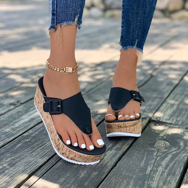 Dame flip-flops med kork-plateau og justerbar rem Stilla