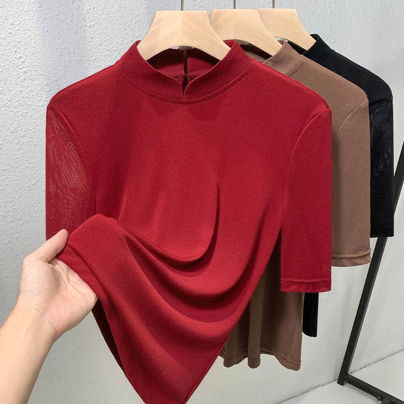 Dame Turtleneck-Shirt lavet af blødt stretchmateriale med figursyet snit Stilla
