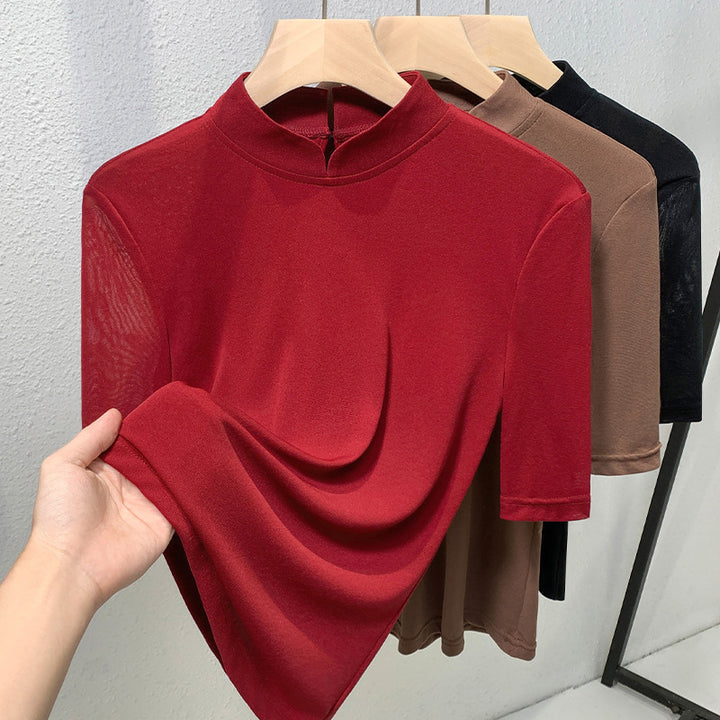 Dame Turtleneck-Shirt lavet af blødt stretchmateriale med figursyet snit Stilla