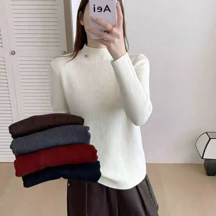 Kvindernes høj kvalitet ribbet sweater med stående krave Stilla