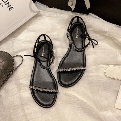Dame Flade Sandaler med Strassdekoration Stilla