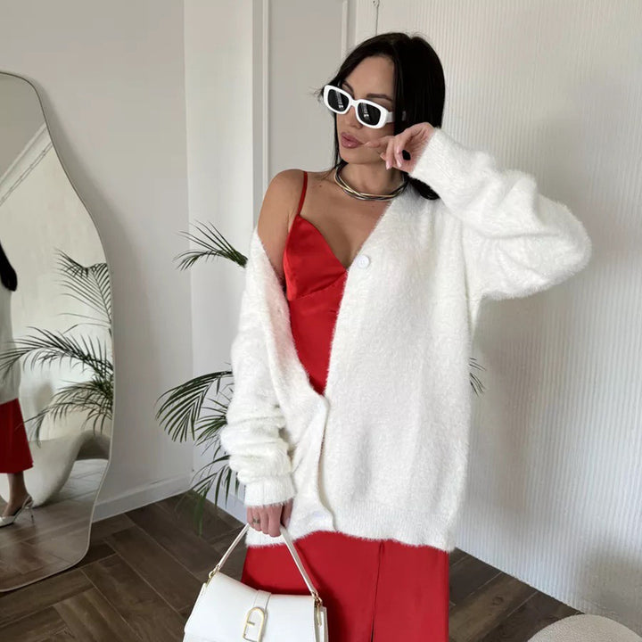 Femme Luksuriøs Blød Strik Lagdelt Cardigan Stilla