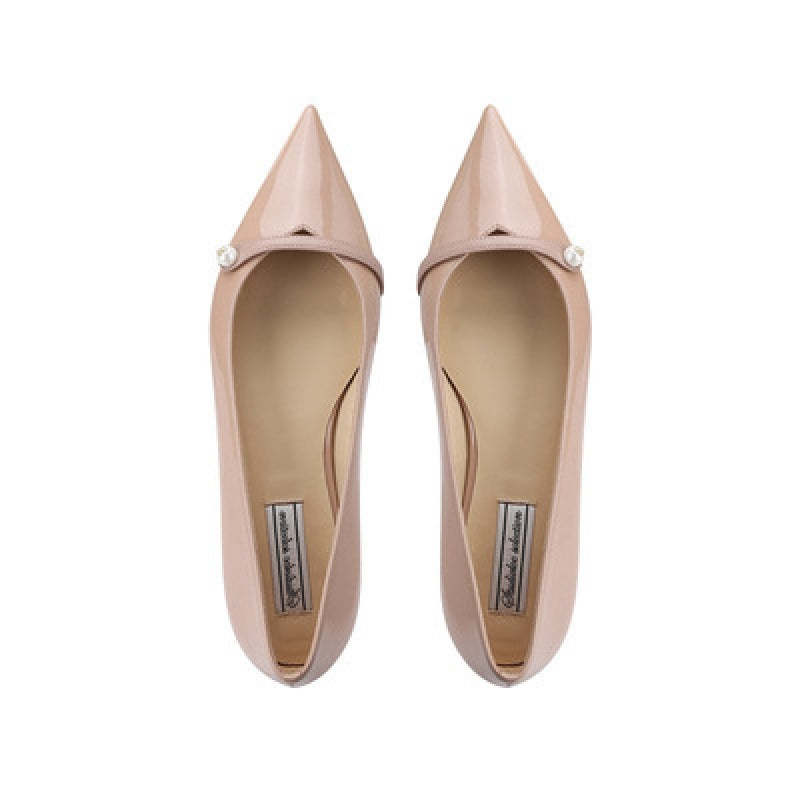 Dame elegante spidse ballerinaer med dekorativ perleaccent Stilla