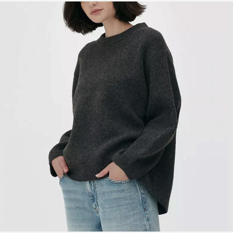 Dame asymmetrisk blød strikpullover Stilla
