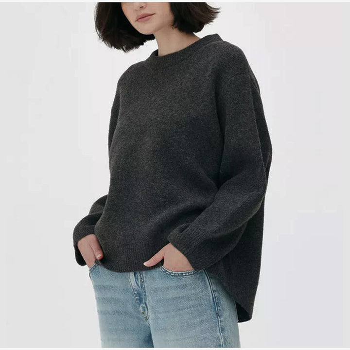 Dame asymmetrisk blød strikpullover Stilla