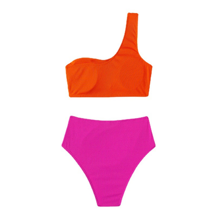 Dame Ensidet Triangel-Bikini med farverigt blokdesign Skovae