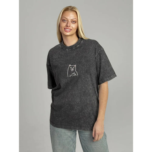 Dame T-shirt med kunstnerisk kattemotiv og afslappet oversized pasform Stilla