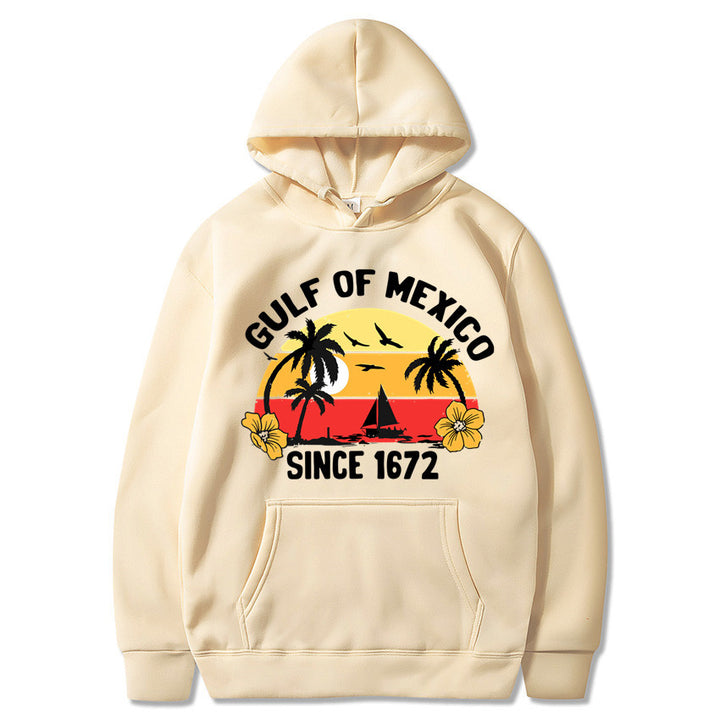 Dame hoodie med kreativt strandmotiver og højkvalitetsstof Skovae