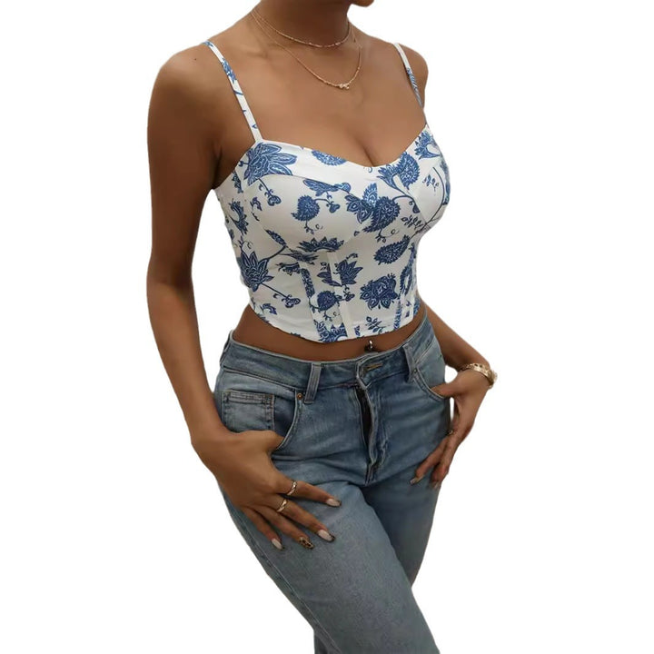 Dame blomster mønster cropped top Skovae