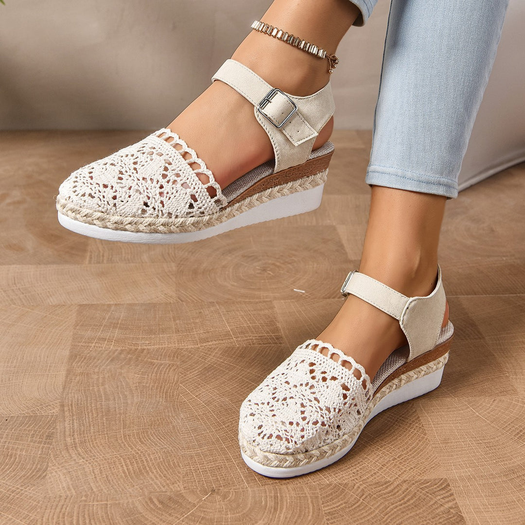 Dame Hæklet Espadrille Kile Sandaler Stilla