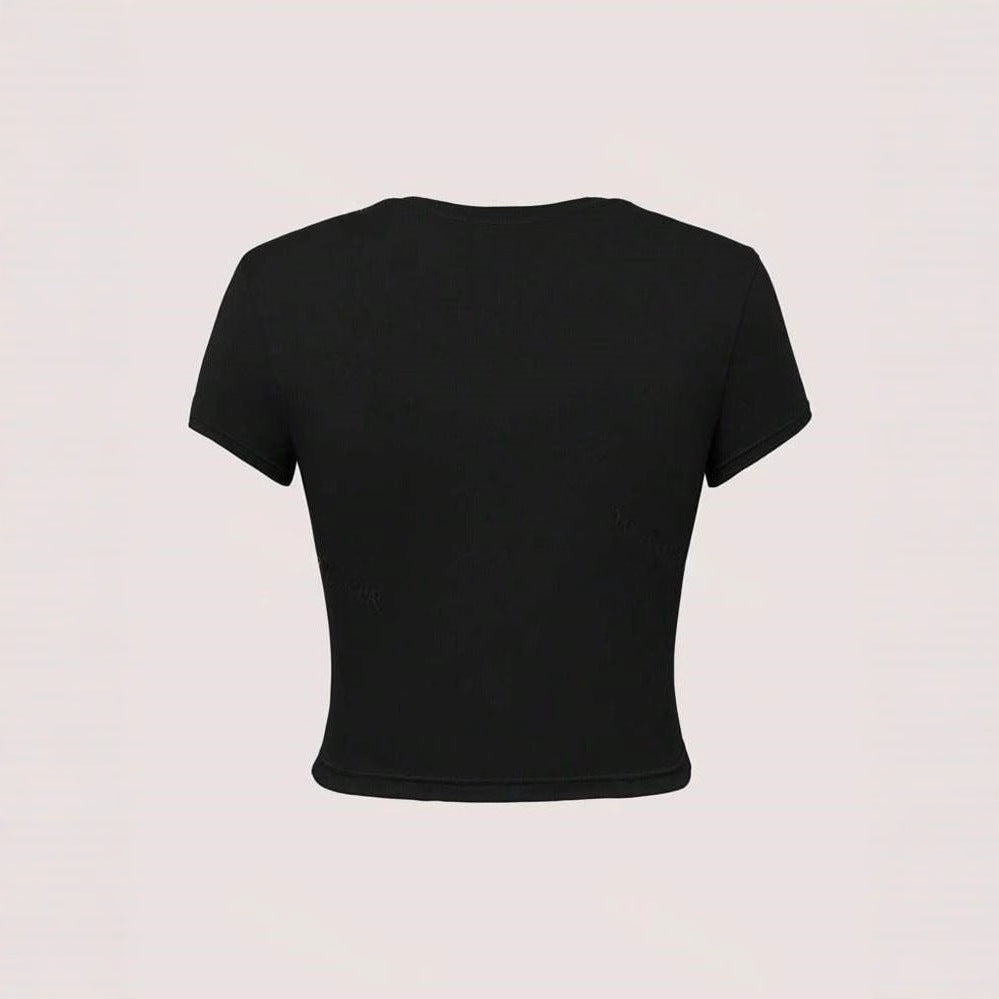 Damer afslappet Crop-T-shirt med kreativ grafikdesign Skovae
