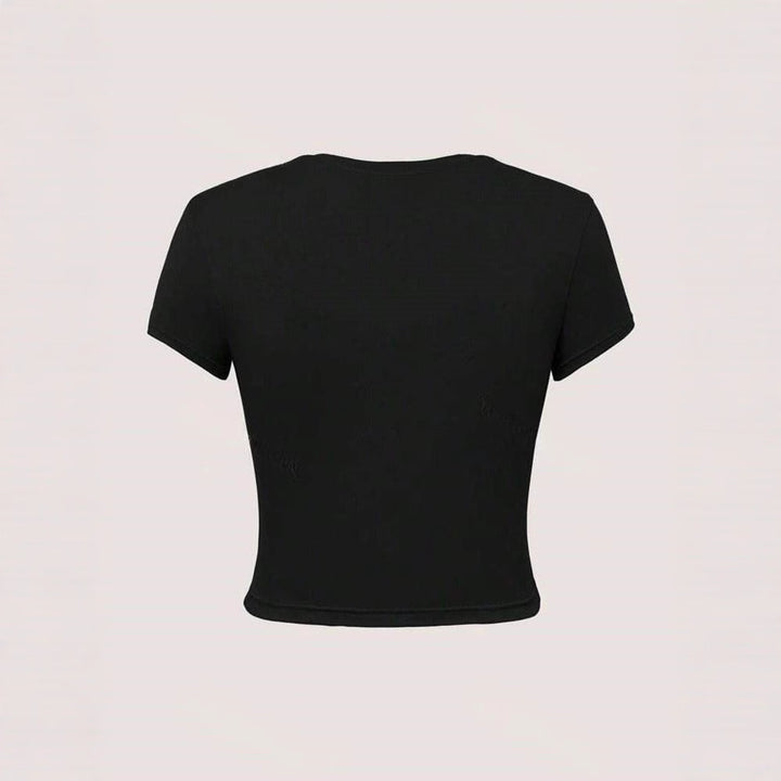 Damer afslappet Crop-T-shirt med kreativ grafikdesign Skovae