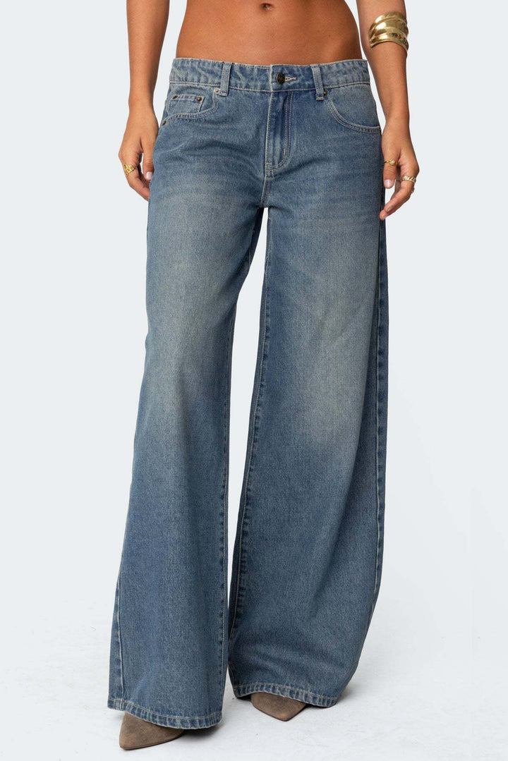 Dame casual flared jeans med bred ben Skovae