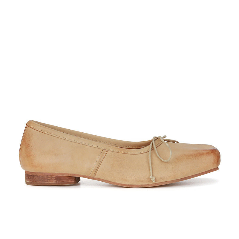 Dame Wildleder Ballerina Flats med sløjfeaccent Stilla