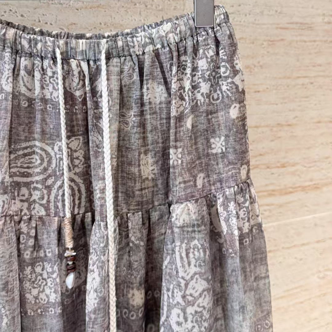 Dame Lagdelt Maxi Nederdel med elastisk Talje Stilla