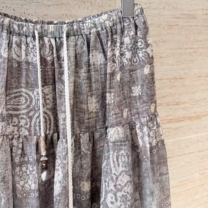 Dame Lagdelt Maxi Nederdel med elastisk Talje Stilla