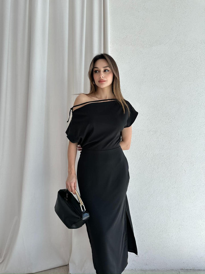 Dame Elegant Off-Shoulder Maxi-Kjole Stilla