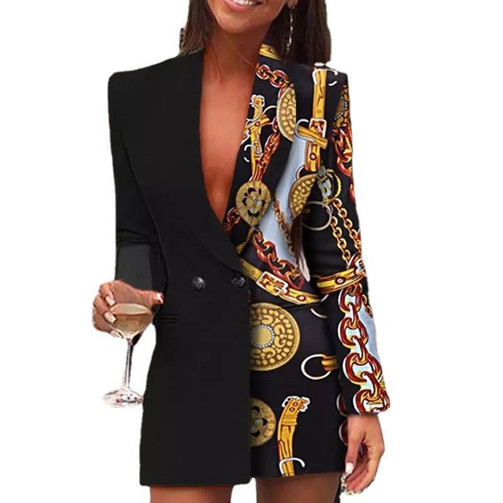 Dame Funklende Blazer-kjole med asymmetrisk design og pailletdekorationer Stilla