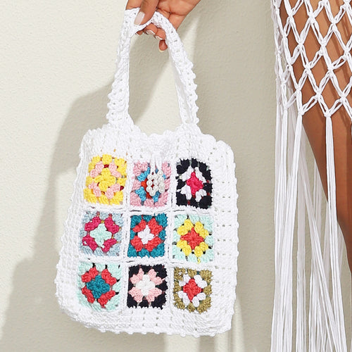 Dame hækle- skuldertaske i farverigt granny-square-design Stilla