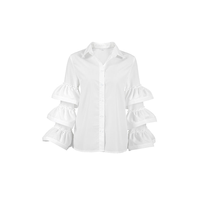 Damebluse med voluminøse rynkede ærmer Stilla