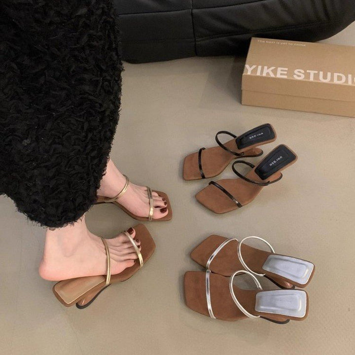 Femme Modern Åben Tå Hæl Rusch-Sandal Stilla
