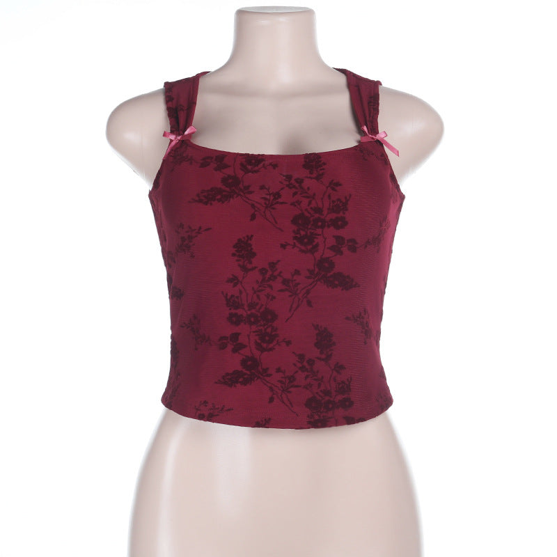 Dame Blomsterdesign Crop-Top Skovae