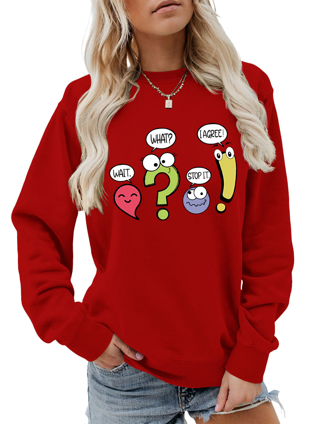 Kvinders afslappede sweater med humoristisk print Stilla