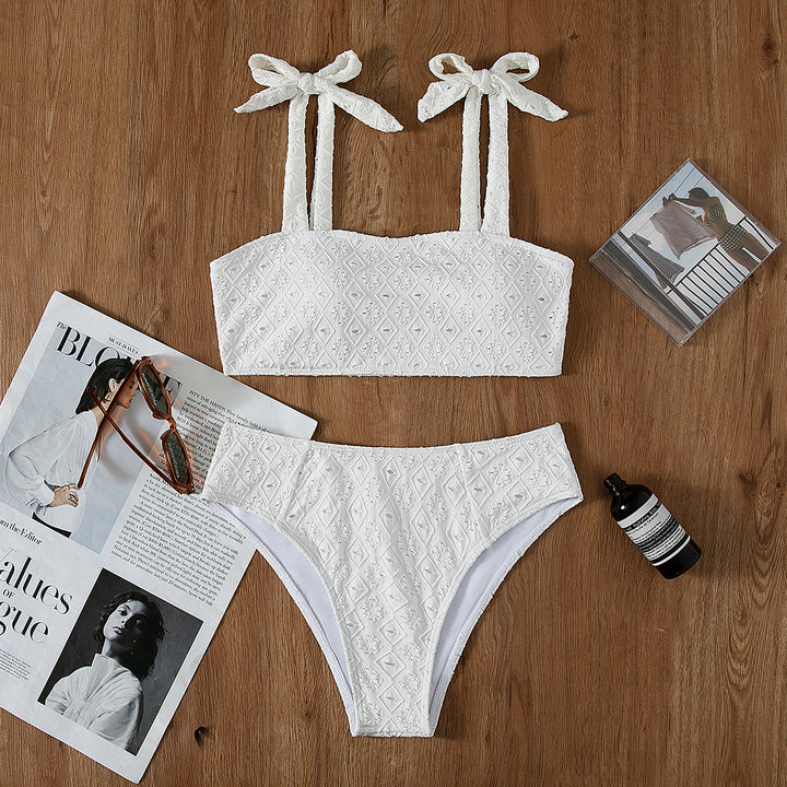 Dame struktureret Crop Top Bikini Sæt Stilla