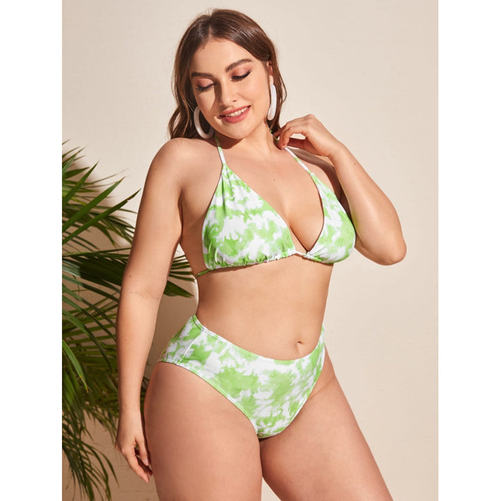 Dame triangel-bikini med asymmetrisk indpakningsskørt Skovae