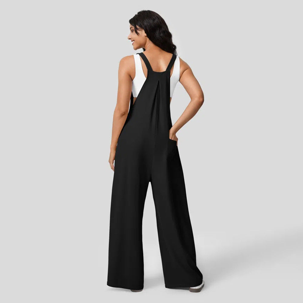 Kvinders afslappede jumpsuit med bred ben og elegant knapdetalje Stilla