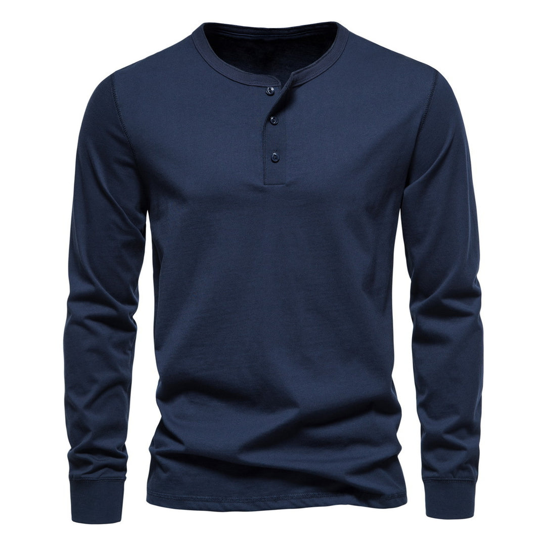 Herre Langærmet Button-Up Henley Skjorte Stilla