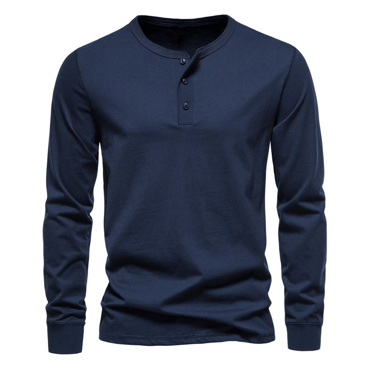 Herre Langærmet Button-Up Henley Skjorte Stilla