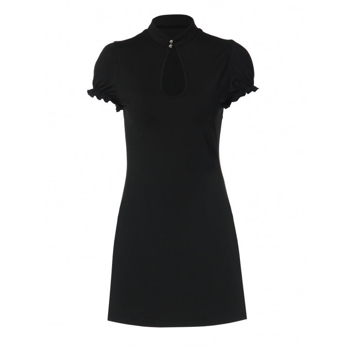 Damen Figurbetontes Minikleid mit Stehkragen und Schlüsselloch-Ausschnitt Skovae
