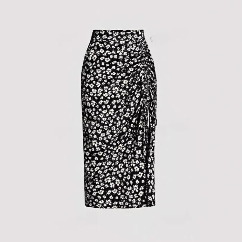 Dame Ruffles Blomsterprint Midi Nederdel Stilla