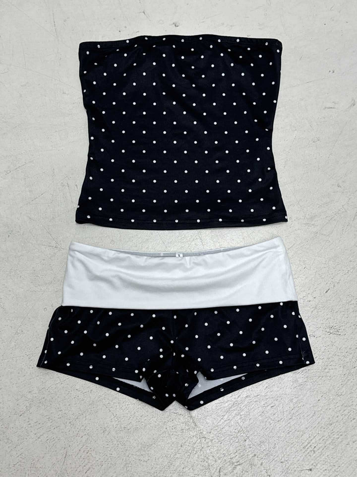 Dame bikini sæt med prikket design og elastisk taljeudskæring Skovae