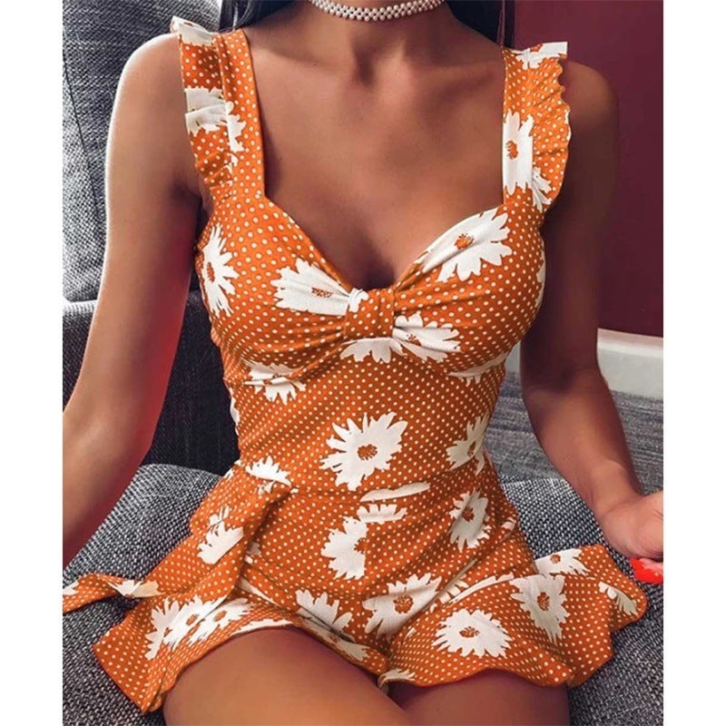Dame Floral Tryk Kort Overall Stilla