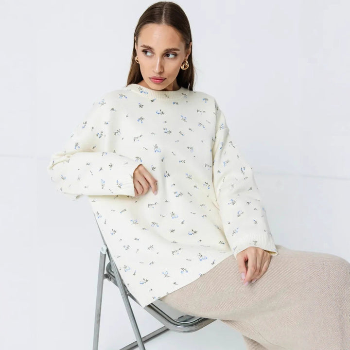 Kvinders casual sweatshirt med blomsterdesign og oversized pasform Stilla