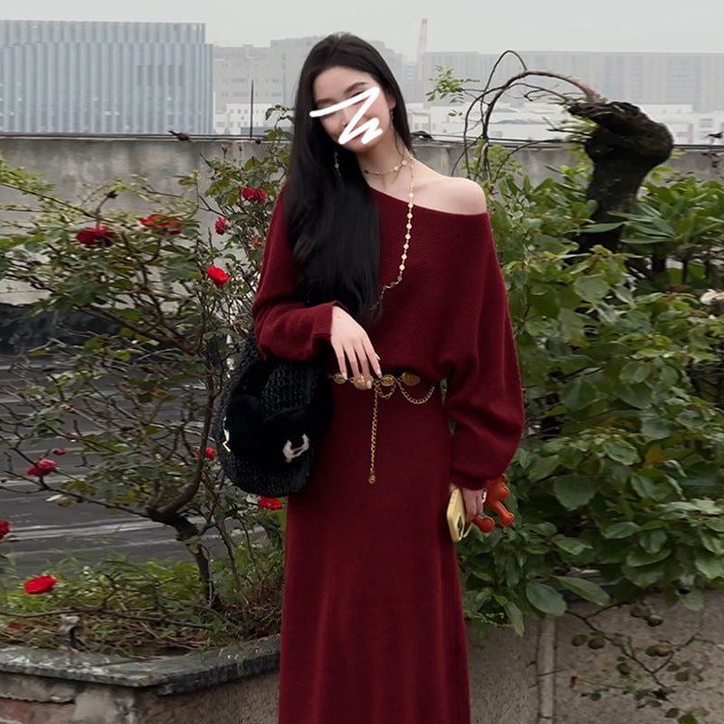Dame Off-Shoulder Strik Maxikjole med elegante træk Stilla