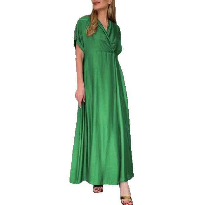 Dame Maxikjole med elegant omslagssnit og luftige ærmer Stilla