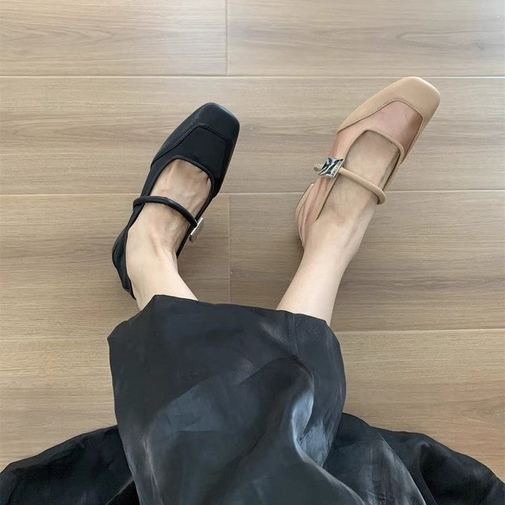 Dame Ballerinas med moderne stropper og komfortabel blokhæl Stilla