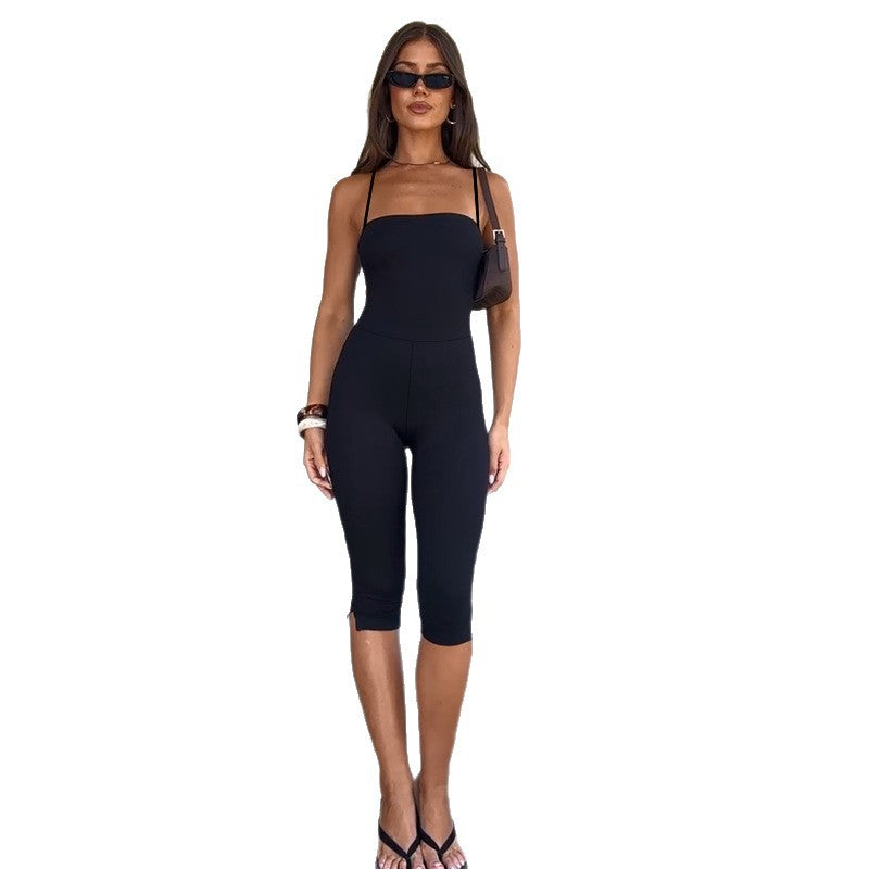 Dame stilfuld jumpsuit med smal pasform og justerbare stropper Skovae