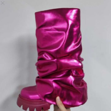 Femme Slouchy Metallic Over-knæ-støvler Stilla