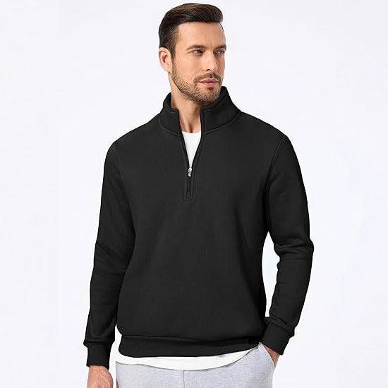 Herresweater med halv lynlås og moderne snit Skovae