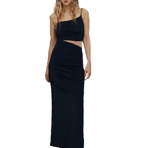 Kvinders elegante cut-out maxi kjole med asymmetrisk design og ruching Stilla