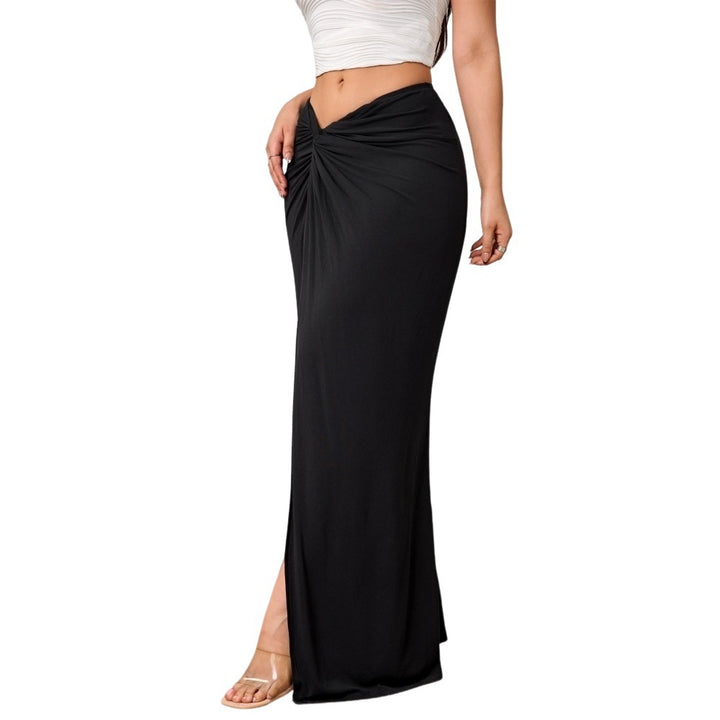 Kvinders Elegant Maxi Skirt med Fint Draperi og Høj Slids Stilla