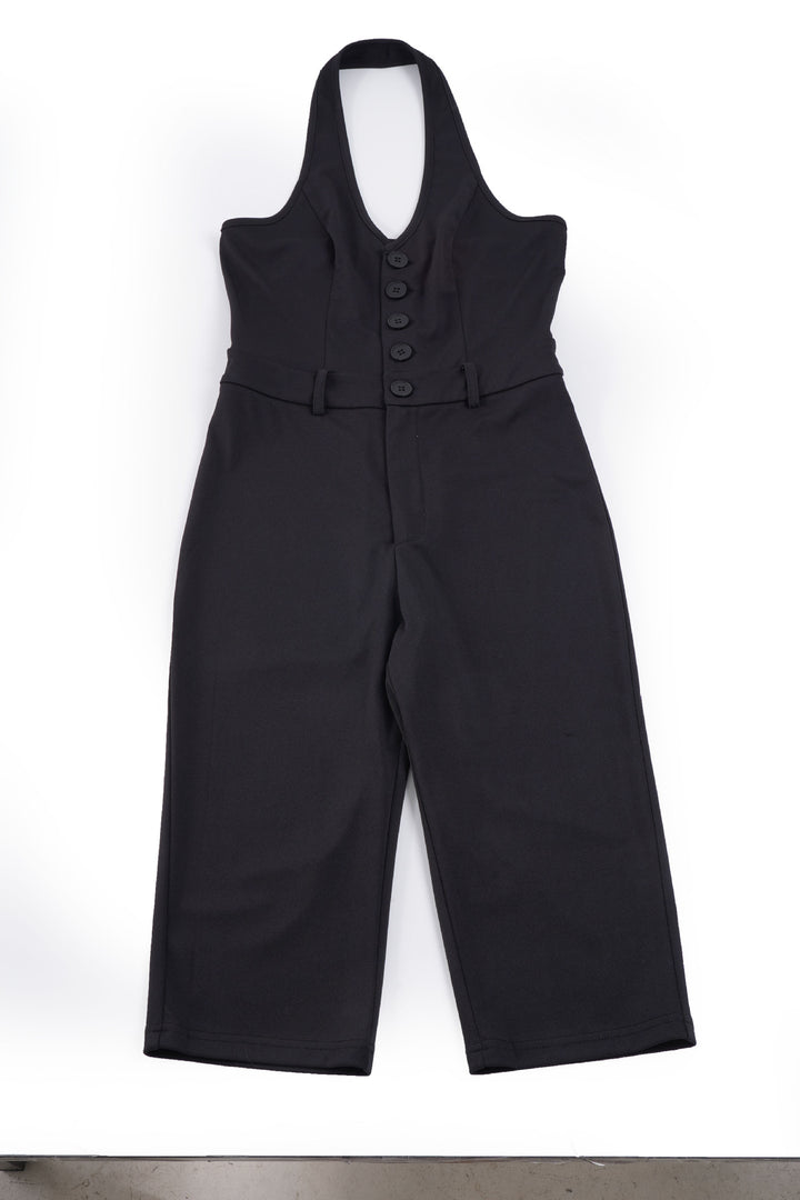 Dame jumpsuit med dyb V-udskæring og elegant knapdetalje Skovae